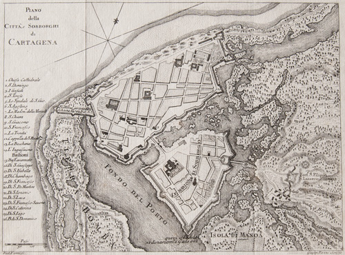 Plano della Citta Sobborghi de Cartagena 1763